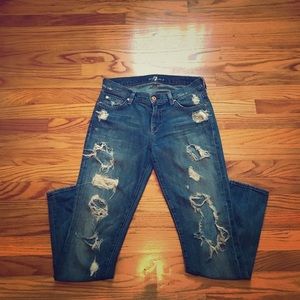 7 for all Mankind Distressed Jeans Slim Cigarette